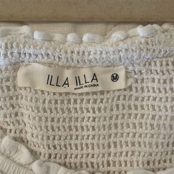 RARE Illa Illa White Braided Rope Linen High Neck Romper Size M - Picture 10 of 11